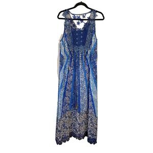 Elie Tahari Womans Sleeveless Maxi Dress Sz 10 Whimsigoth Fairy Boho Embroidered
